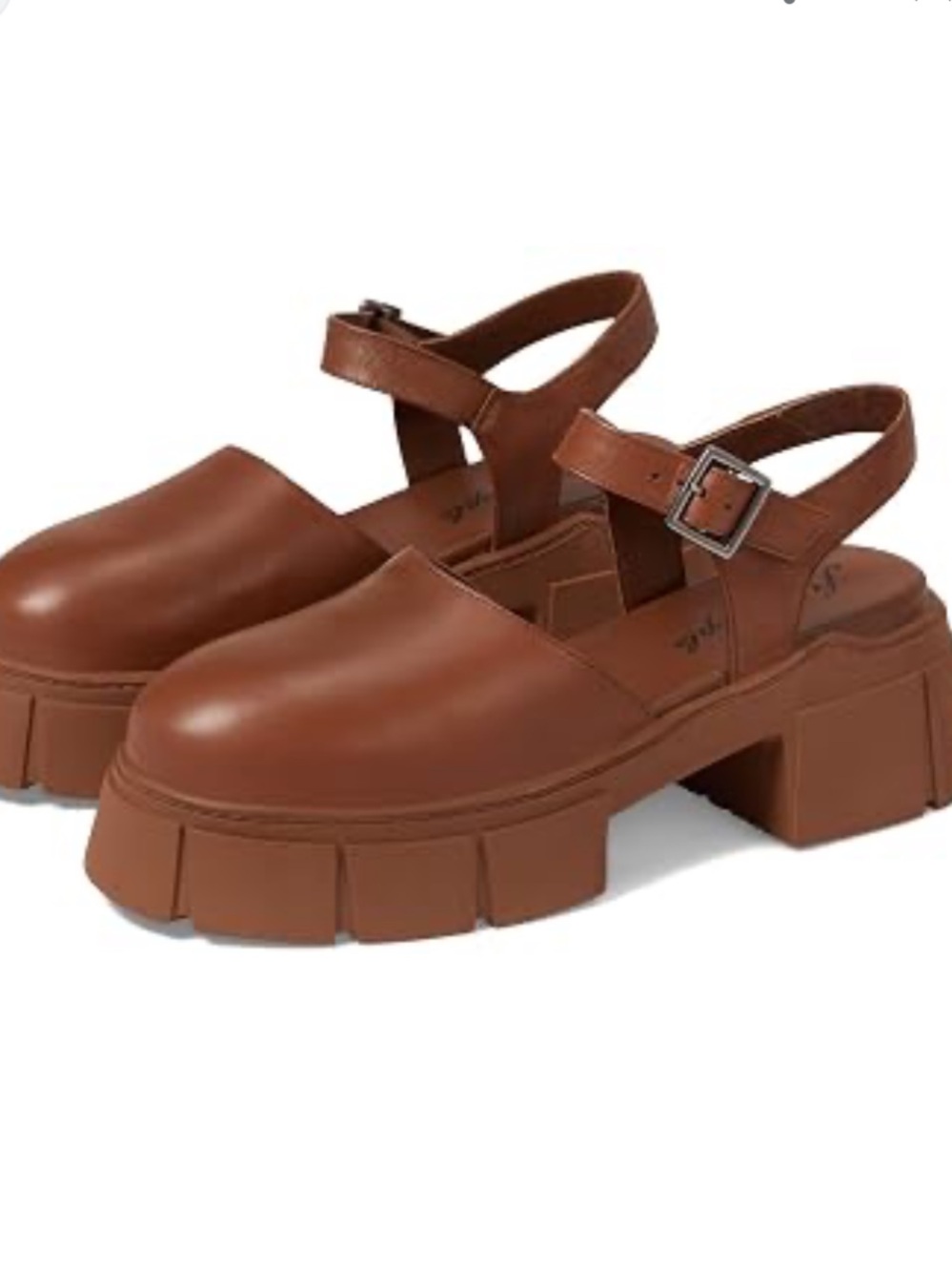 Free People Milan Mary Jane platform shoes, brown leather, chunky sole Size 7.5 - Picture 1 of 7